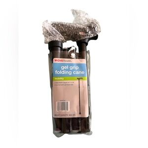 NWT CVS Health Shiny Black Gel Grip Folding Cane